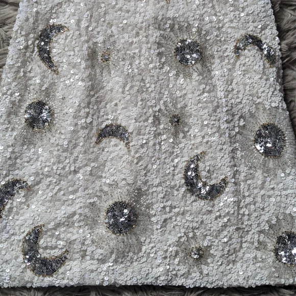 NWOT Show Me Your Mumu Lets Go Mini Dress in White Celestial Sequins